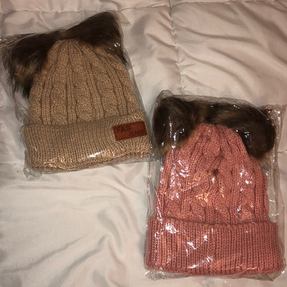 Beanies with Ear Puff balls